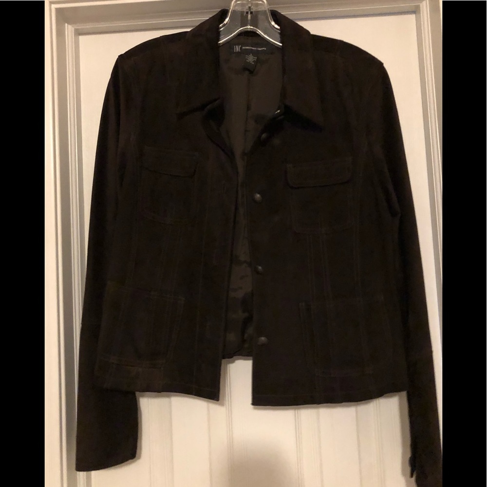 INC Chocolate Brown Leather Jacket
